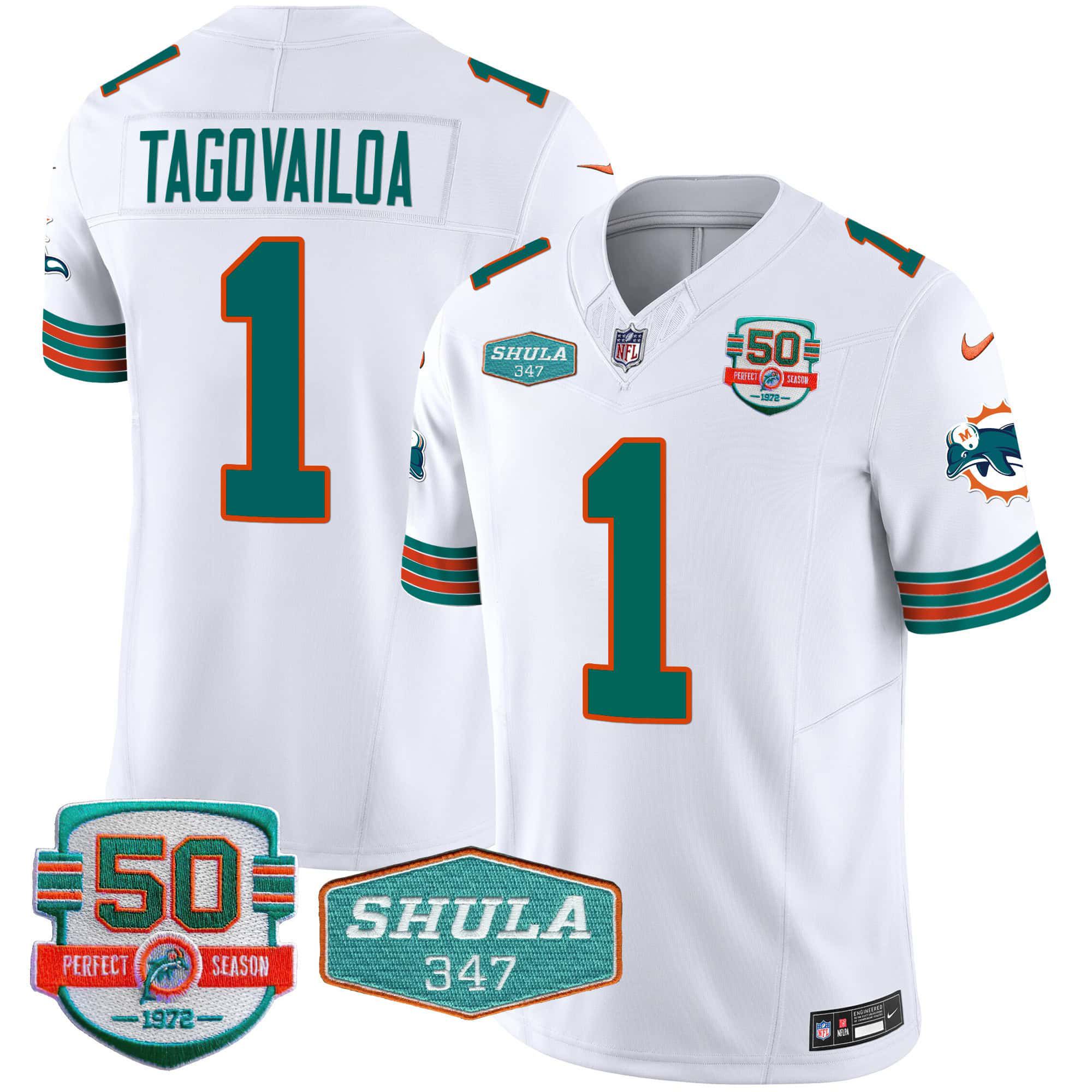 Men Miami Dolphins #1 Tagovailoa White 2024 Nike Throwback Shula 347 Patch Vapor NFL Jersey->indianapolis colts->NFL Jersey